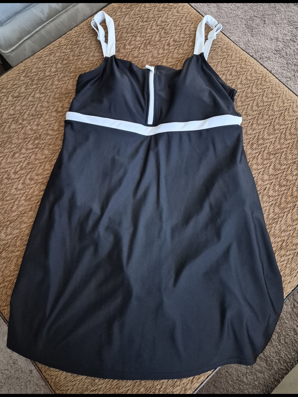 Lands' End Black and White Tankini Dress Swimdress